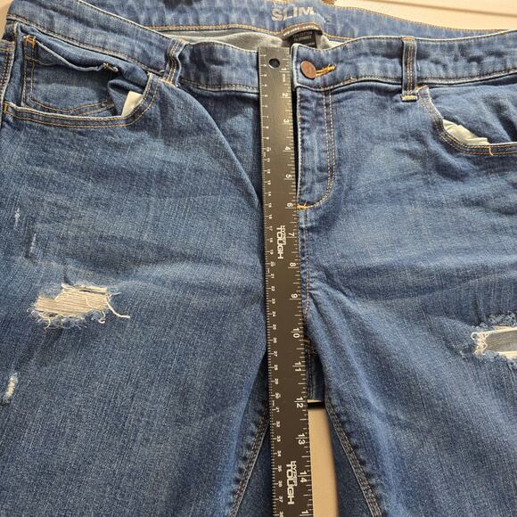 New York & Company Jeans Women's 18 Blue Distressed Low Rise*** Slim Slouch Leg - Picture 12 of 16